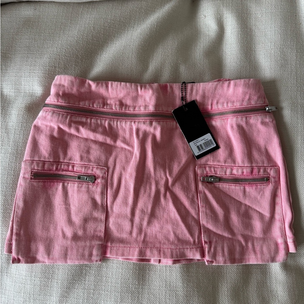 Pink Mini Skirt with Zipper Details